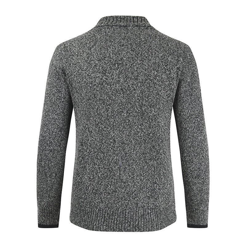 Cardigan in Maglia con Collo Scialle e Bottoni Frontali Rifiniti a Coste e Cuciture Robuste