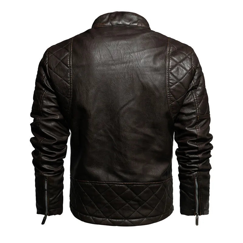 Giacca Biker Casual da Uomo in Pelle Vegana con Chiusura a Zip Resistente Stile Urbano