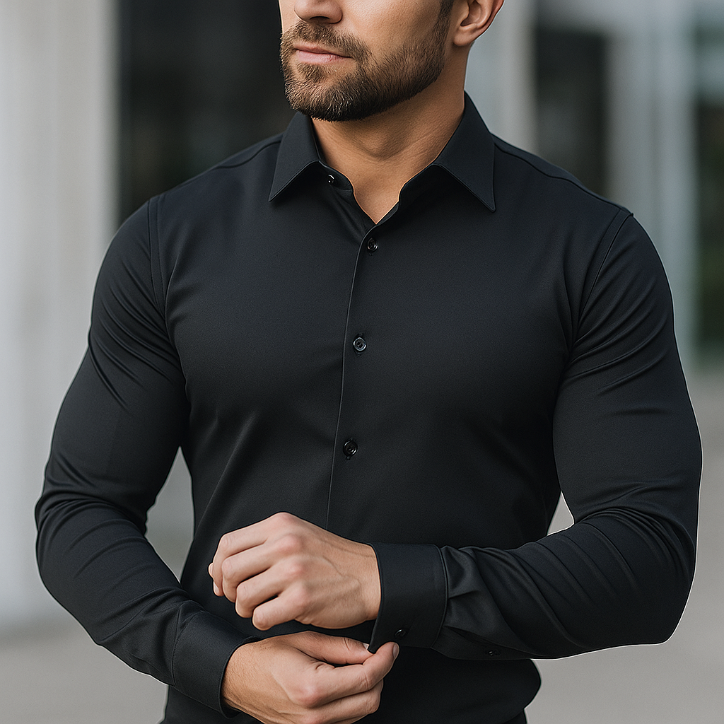 Camicia da Uomo Slim Fit in Tessuto Elasticizzato Vestibilità Confortevole e Linea Contemporanea