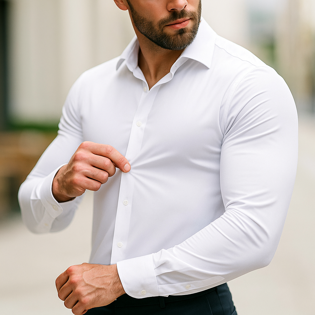 Camicia da Uomo Slim Fit in Tessuto Elasticizzato Vestibilità Confortevole e Linea Contemporanea