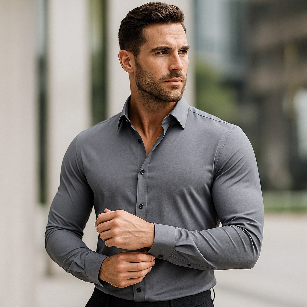 Camicia da Uomo Slim Fit in Tessuto Elasticizzato Vestibilità Confortevole e Linea Contemporanea