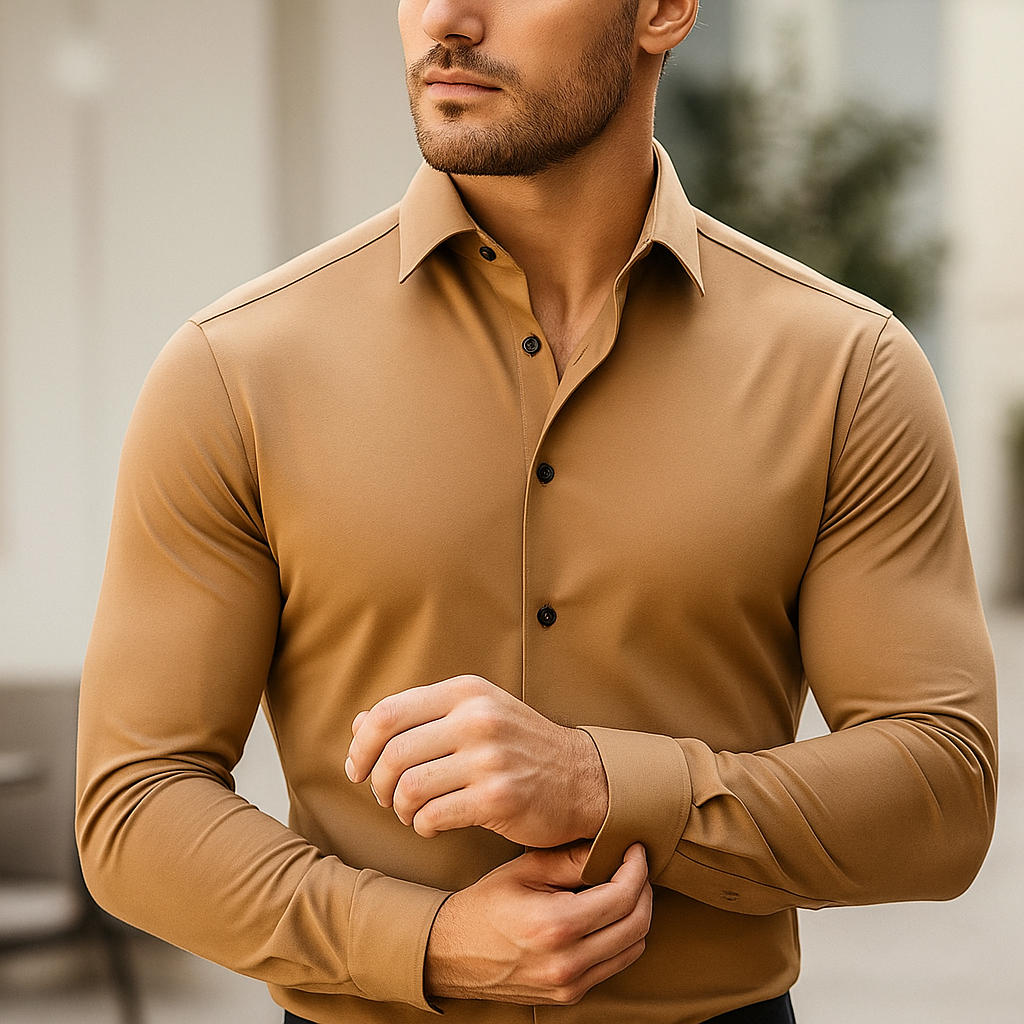 Camicia da Uomo Slim Fit in Tessuto Elasticizzato Vestibilità Confortevole e Linea Contemporanea