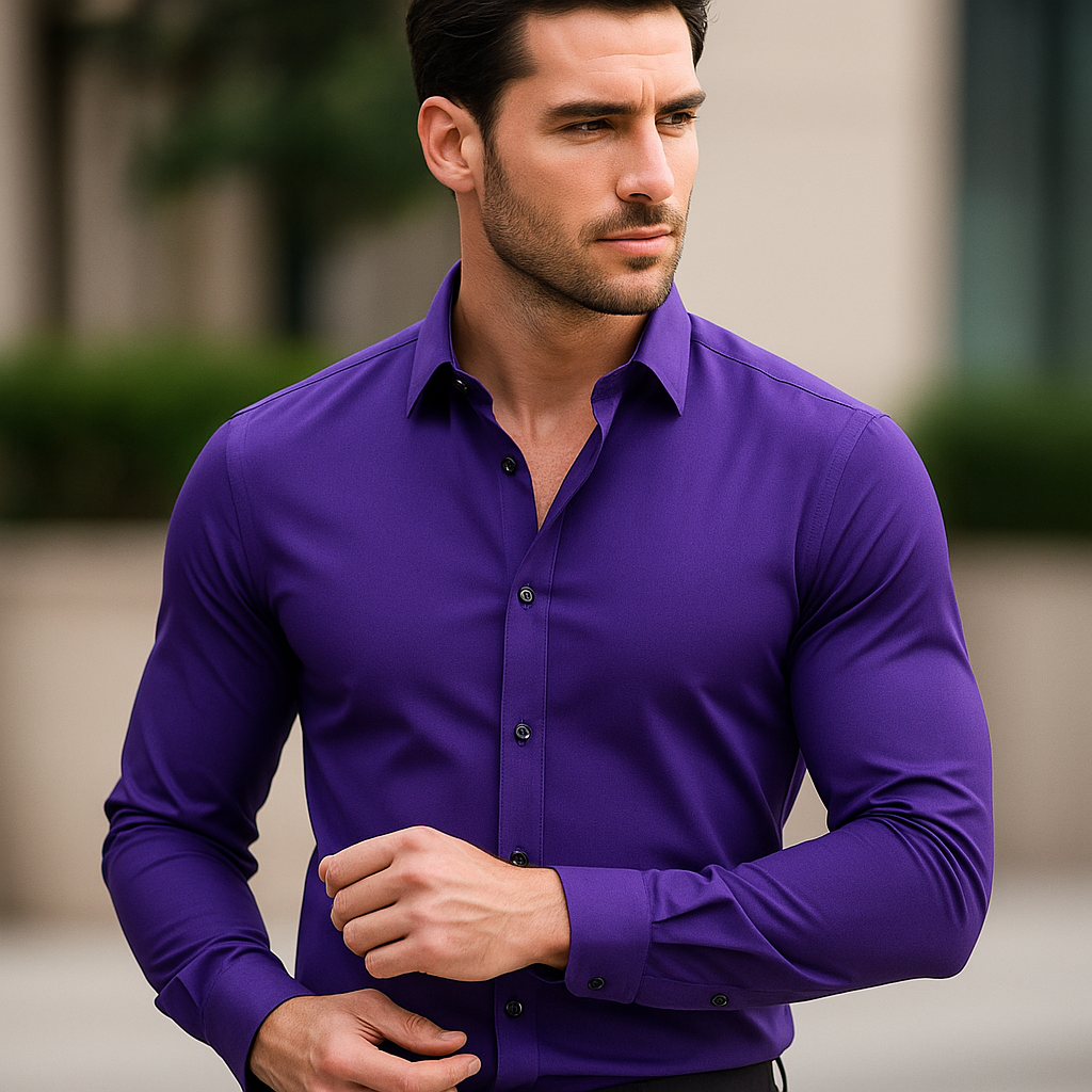 Camicia da Uomo Slim Fit in Tessuto Elasticizzato Vestibilità Confortevole e Linea Contemporanea