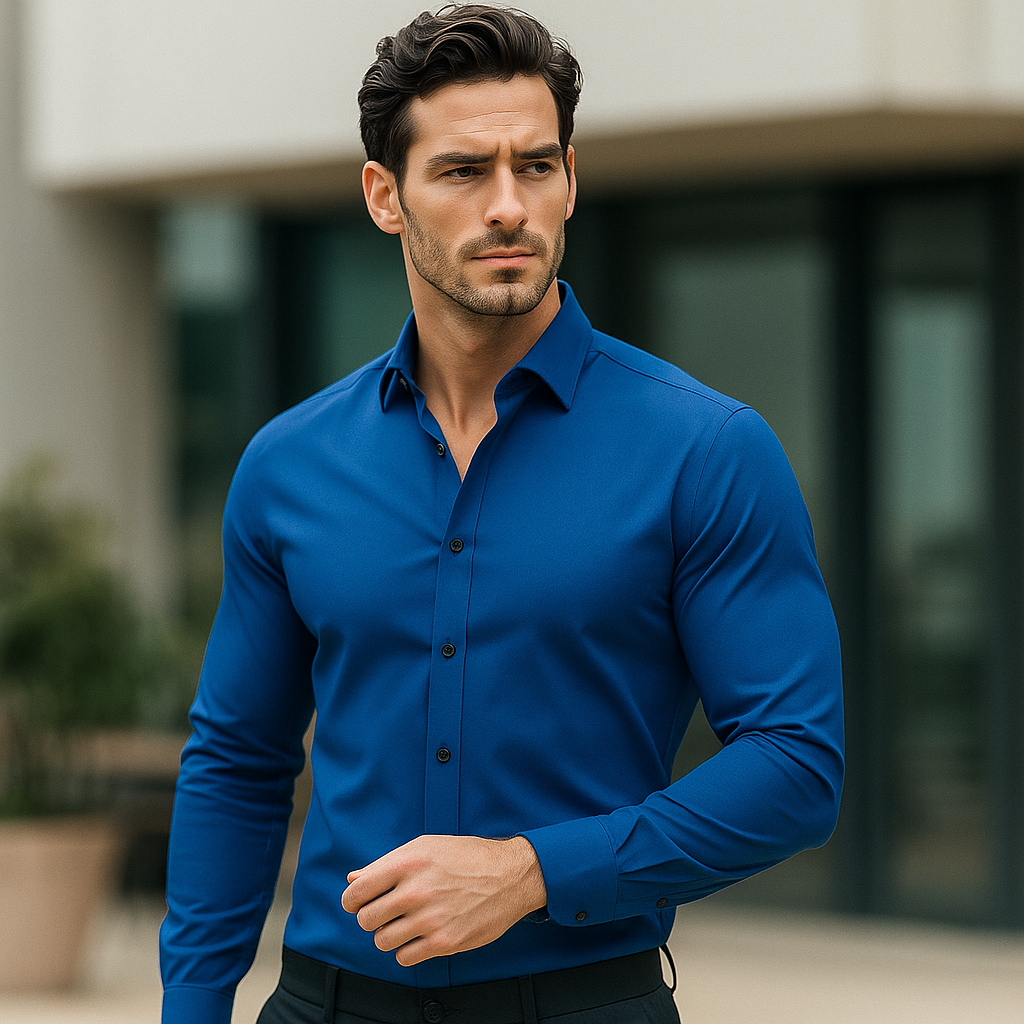 Camicia da Uomo Slim Fit in Tessuto Elasticizzato Vestibilità Confortevole e Linea Contemporanea