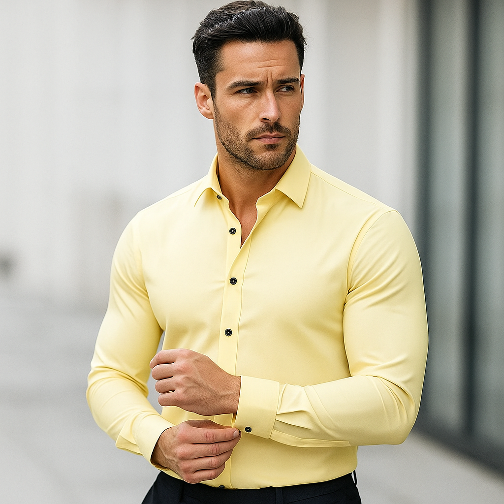 Camicia da Uomo Slim Fit in Tessuto Elasticizzato Vestibilità Confortevole e Linea Contemporanea