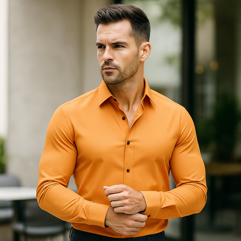 Camicia da Uomo Slim Fit in Tessuto Elasticizzato Vestibilità Confortevole e Linea Contemporanea
