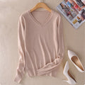 Pullover in Maglia da Donna con Scollo a V e Maniche Lunghe dal Taglio Dritto Tessuto Leggero e Versatile