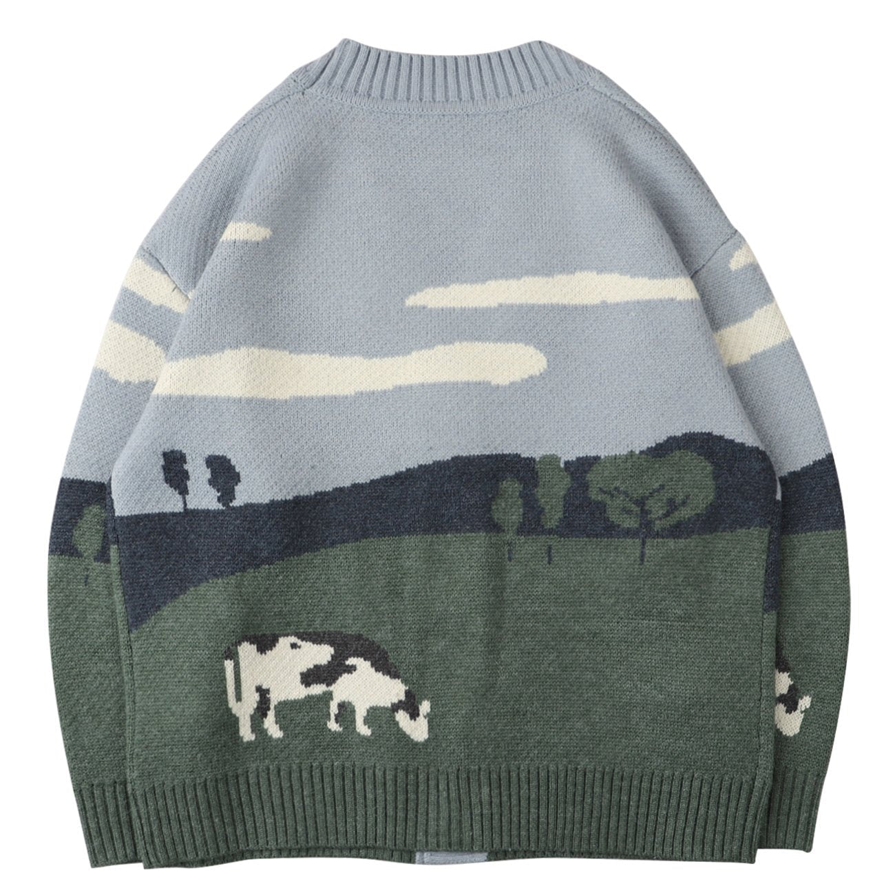 Cardigan Uomo in Maglia di Peso Medio con Motivo Grafico Chiusura Frontale a Bottoni e Collo a V