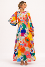 Abito Maxi Floreale Donna Maniche Lunghe a Palloncino – Orlena