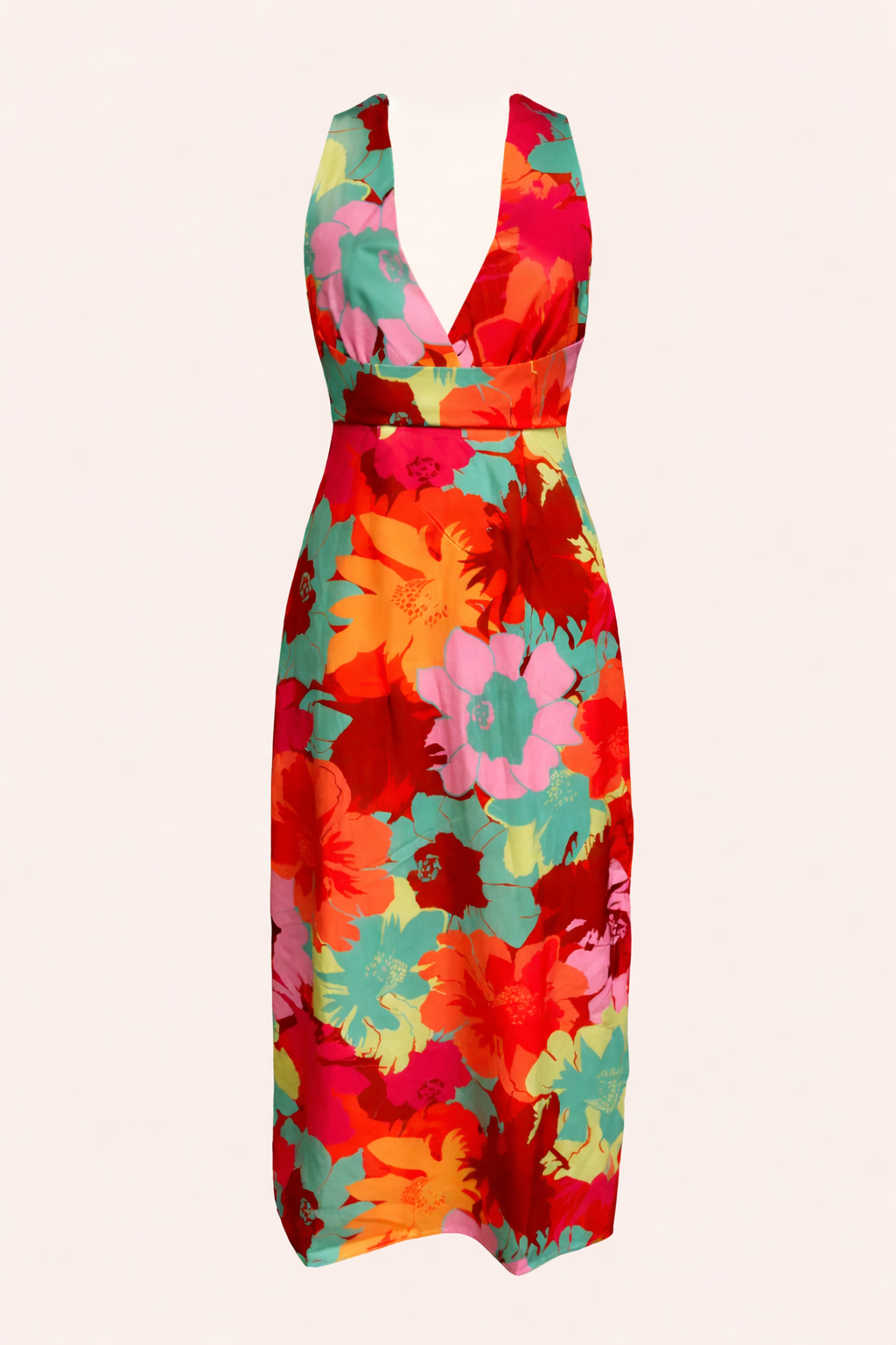Abito Maxi Floreale Donna Scollo All'Americana Taglio Aderente Estate – Zafira