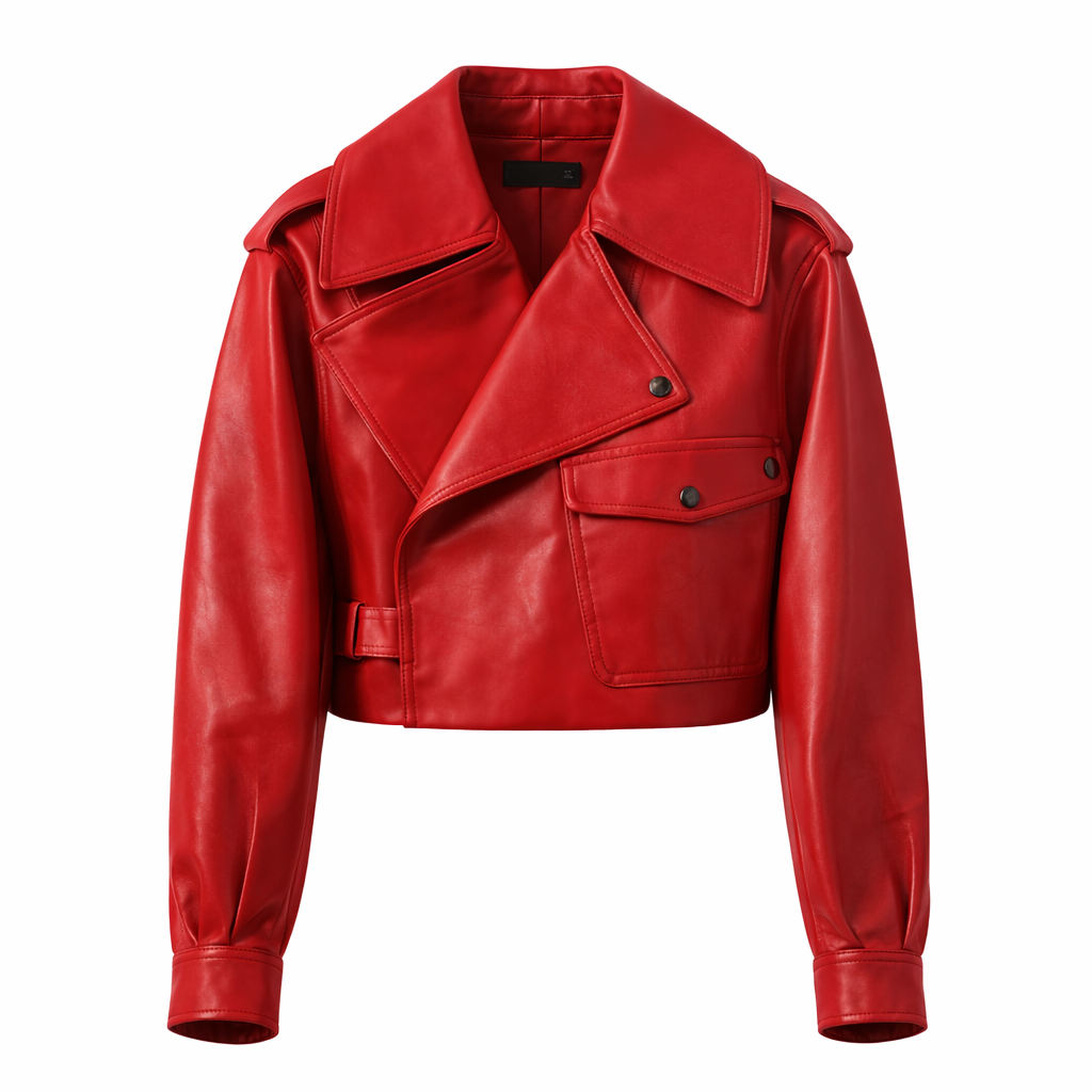 Giacca in Tessuto Liscio con Revers Amplo Taglio Corto per Mezza Stagione Elegante Linea Pulita