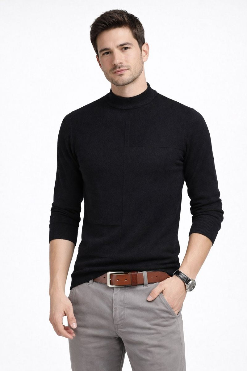 Maglione da Uomo in Cotone con Collo Rotondo a Coste Fini Maniche Lunghe Taglio Dritto Morbido e Traspirante