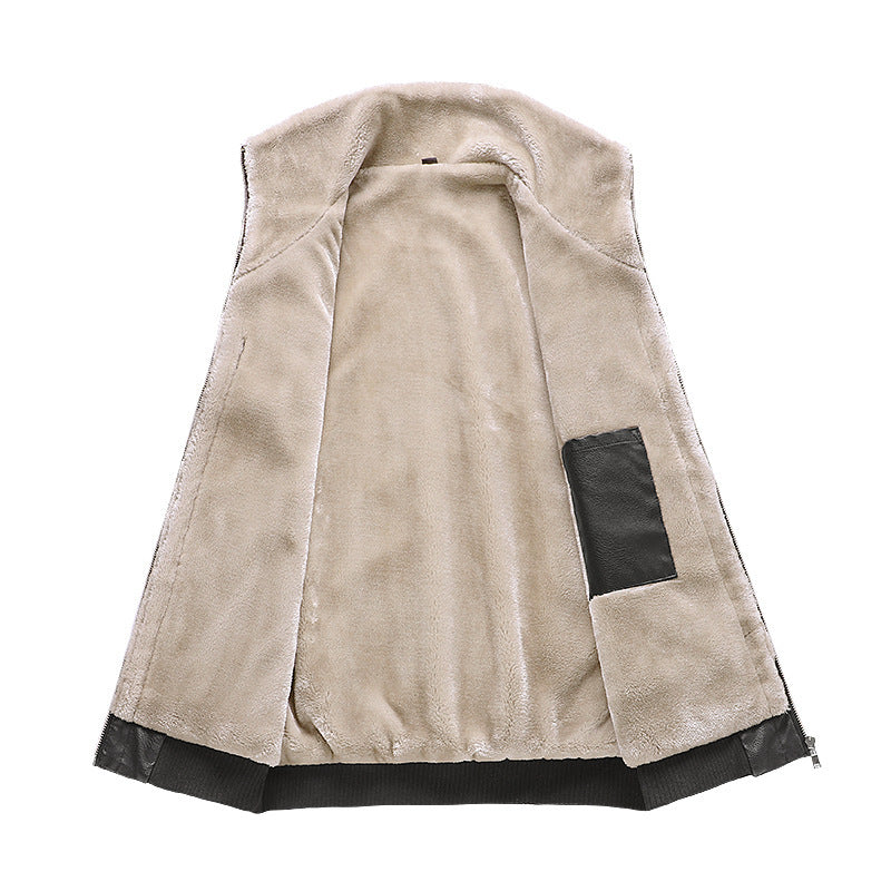 Giacca in Pelle Sintetica con Fodera Termica Interna da Uomo per Inverno, Uso Quotidiano