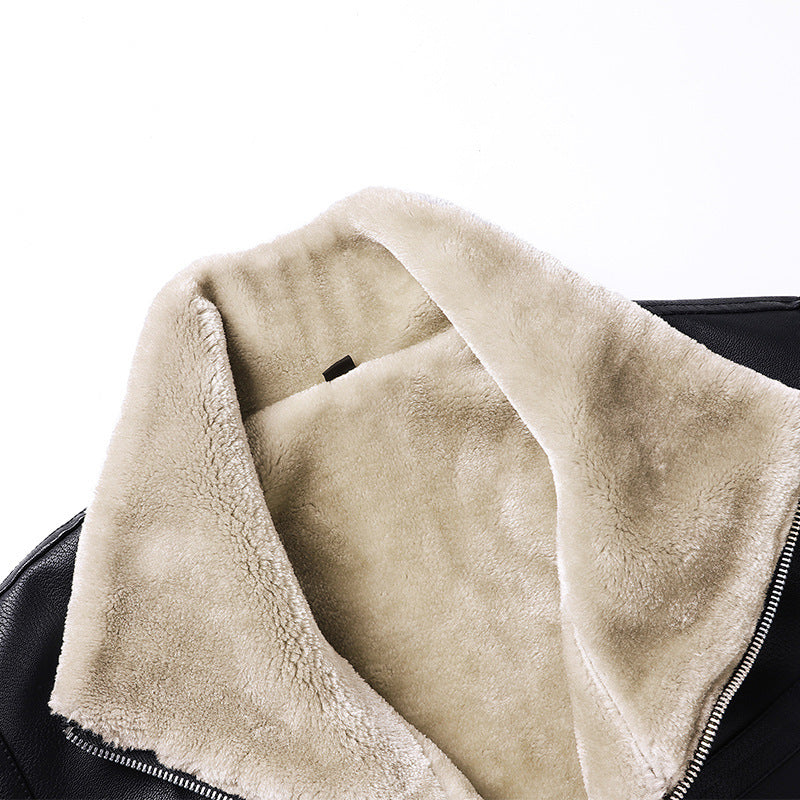 Giacca in Pelle Sintetica con Fodera Termica Interna da Uomo per Inverno, Uso Quotidiano