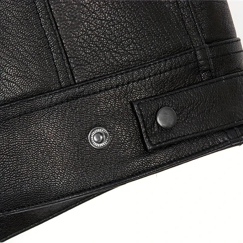 Gilet in Pelle Sintetica da Uomo con Taschini Laterali Pratici Cuciture Resistenti e Stile Biker