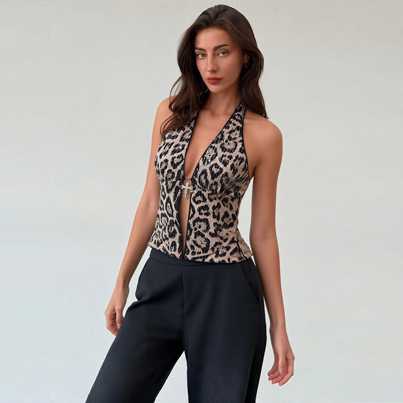 Top Halterneck in Tessuto Plissé con Scollo Raffinato e Silhouette Aderente per Outfit Serali Urbani